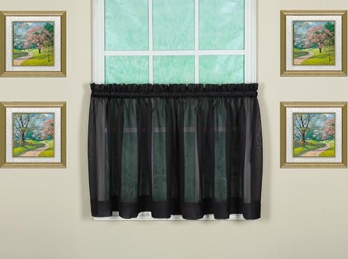 "Today's Curtain Emelia Original Voile Tier Pair 30"", Black, 60"" W x 30"" L"