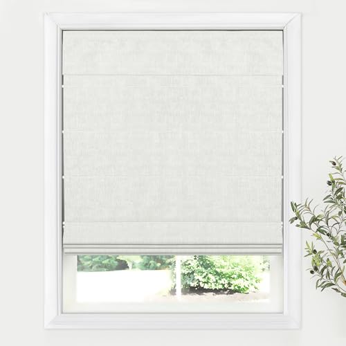 "LazBlinds Cordless Roman Shades for Windows, 34.5"" W ?? 72"" H, Off White - Blackout Room Darkening Thermal Insulated Window Blinds Lightweight Fabric Blinds for Indoor Windows"