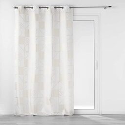 Douceur d'Intérieur, Lineor 140 x 260 cm Eyelet Curtain Polyester Printed Metallic White/Gold