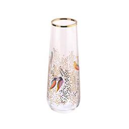 Portmeirion x Sara Miller London Small Glass Flower Vase - Elegant Single-Stem Glass Vase with 22ct Gold Detailing, Chelsea Collection, Perfect for Gifting or Table Display, 16cm