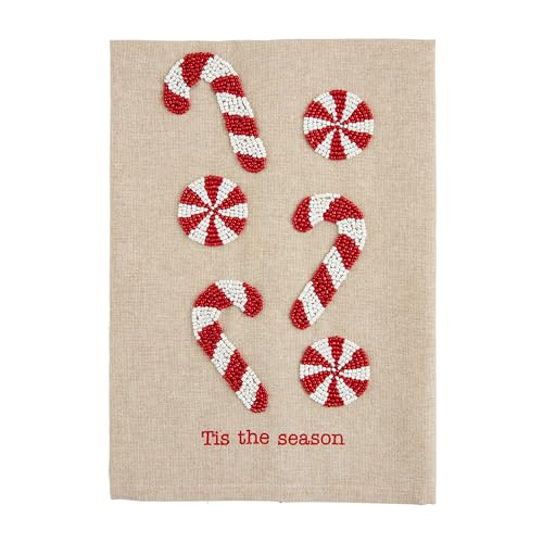 "Mud Pie Christmas Bead Towel, Candy Cane, 21"" x 14"""