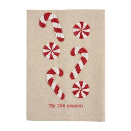 "Mud Pie Christmas Bead Towel, Candy Cane, 21"" x 14"""