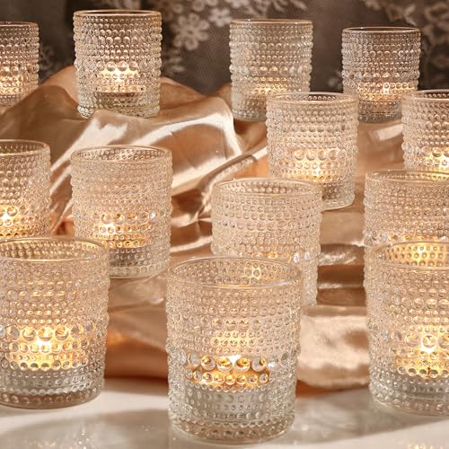 Capaniel 36 Packs Tea Lights Candle Holder, Glass Votive Candle Holders in Bulk for Centerpiece Table Decorations, Baby Shower, Birthday Party, Home Decor