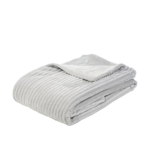 Gözze - Soft, Cuddly Throw/Blanket, Corduroy Look, 1620g/Stück, 150 x 200 cm - Silver