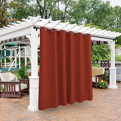 Bonzer Waterproof Outdoor Patio Curtains Thermal Insulated - Sunlight Blocking Weatherproof Grommet Outside Curtains for Porch/Pergola/Cabana/Balcony, 1 Panel, 100W x 84L inch, Orange