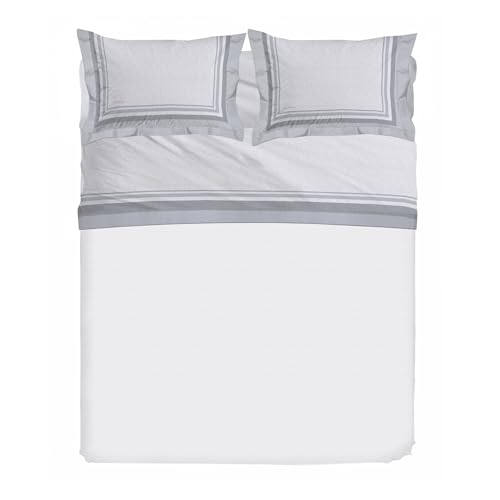 PENSIERI DELICATI 30101 Dublin Grey Double Bed Set, 100% Cotton, Warm and Soft, 180 x 200 cm, Includes Bottom Sheet, Top Sheet and 2 Pillowcases, Made in Italy, Grey