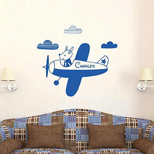 Personalised Name Stickers - Personalised Name Sticker – Children's Room Wall Decoration - 2 Sheets of 45 x 55 cm and 40 x 25 cm – Navy Blue