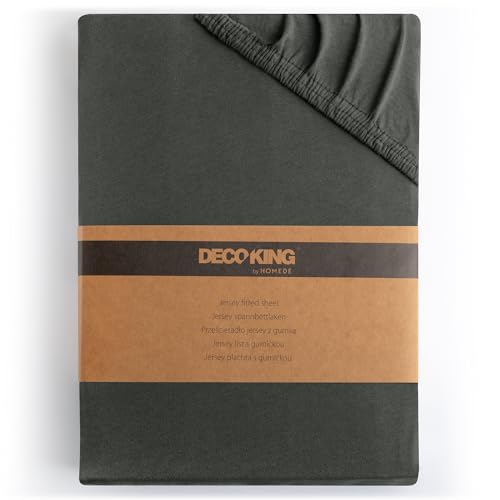 DecoKing Fitted Sheet Single 100% Combed Cotton Soft Jersey Bed Sheet 80x200-90x200 cm Dimgray Amber