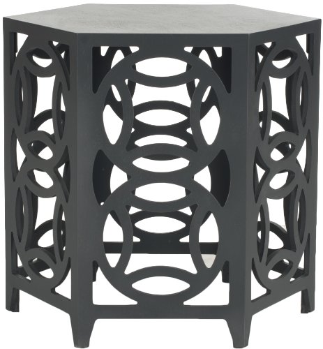 SAFAVIEH Bohemian Accent Table with Wooden , in Charcoal Grey, 58 X 58 X 56.38
