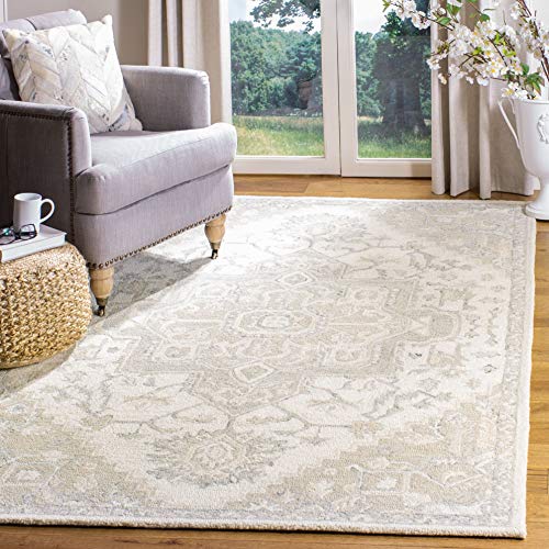 Safavieh Traditional Rug for Living Room, Dining Room, Bedroom - Micro-Loop Collection, Short Pile, in Ivory and Beige, 160 x 230 cm