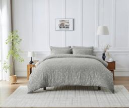 GC GAVENO CAVAILIA Kingsize Duvet Cover Sets With Pillow Cases - 3Piece King Bedding Set Reversible Damask Duvet Cover - Lightweight & Breathable Microfiber Quilt Cover Set - Grey