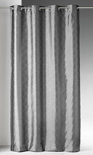 Homemaison - Shantung Curtain with Tortoise Print - Polyester - Fantasy Pattern - Ready to Hang with 8 Silver Eyelets - Suitable for Living Room and Bedroom - 140 x 260 cm - Charcoal Grey