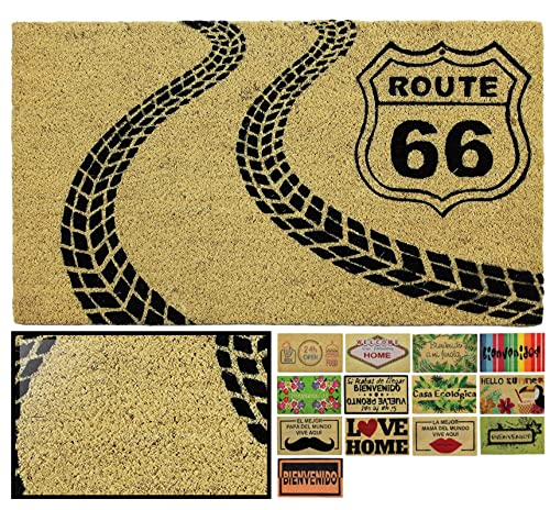 LucaHome โ Natural Coconut Doormat, 40 x 70 cm, Non-Slip Coco Doormat, Ruta66 Doormat, Absorbent Doormat, Home Entrance, Ideal for Outdoor or Indoor