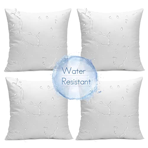 Ashler 20 x 20 Outdoor Pillows, Waterproof Inserts Set of 4 Water Resistant Throw Pillow Inserts, Hypoallergenic Pillows for Patio, Bench, Garden, Indoor Outdoor Summer Decorative Made in USA
