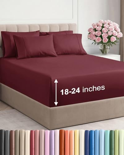 CGK Unlimited Extra Deep Pocket Sheets - 6 Piece King Size Sheet Set - Fits Deep Pocket Mattresses