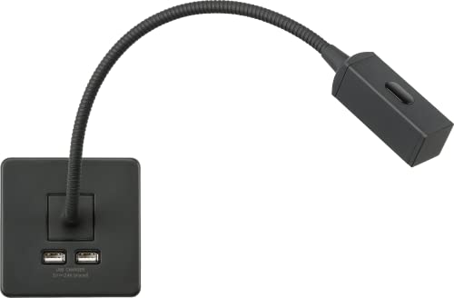 Knightsbridge Screwless Reading Light with Dual USB Charger - Anthracite