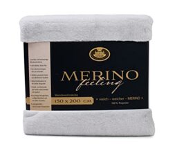 Gözze - Cosy Blanket, Merino Feel, Reversible, Heavy Weight 600 g/m², 150 x 200 cm - Silver