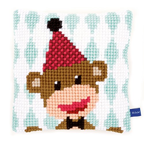"Vervaco ""Circus Monkey Cross Stitch Cushion"
