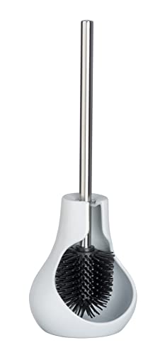 Wenko Toilet cleaning brush with semi-closed container, stylish DROP NEO toilet set, Colour:white