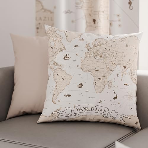 PETTI Artigiani Italiani - Bed Pillowcases, Set of 2 Pillow Covers 50x50 cm, Cushion Cover in Hypoallergenic Microfibre, Made in Italy, World Panna Pattern