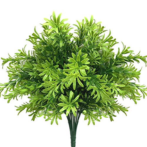 CATTREE Artificial Plants, Plastic Shrubs Faux Flowers Fake Grass Leaves Simulation Greenery Bushes Indoor Outdoor Home Garden Office Yard Verandah Wedding Decoration Planter Filler - 2 Bundles