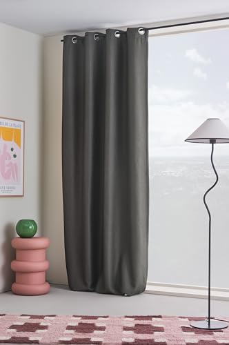 JOTEX Shadow Eyelet Blackout Eyelet Curtain 140 x 220 cm Blue Grey