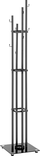 HAKU Coat rack in anthracite and black, metal, 8 mm safety glass – Dimensions: W 35 x H 183 x D 35 cm, Style: Modern