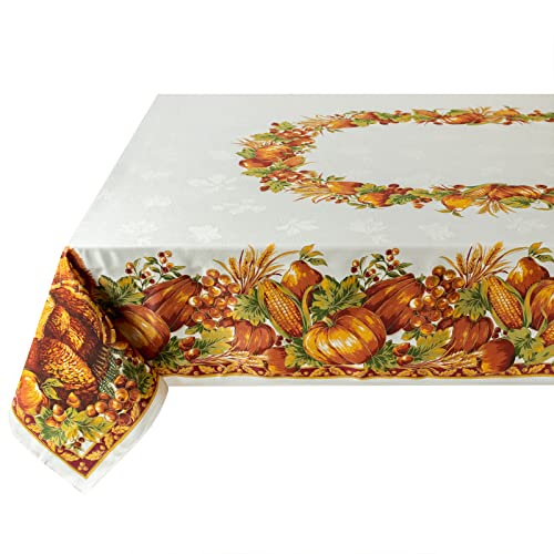 "Benson Mills Harvest Splendor Engineered Printed Fabric Table Cloth, Fall, Harvest, and Thanksgiving Tablecloth (60"" X 120"" Rectangular, Harvest Splendor)"