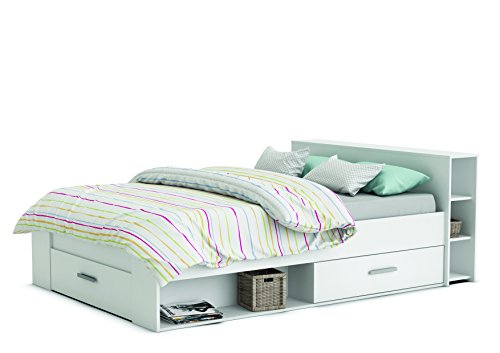 "Demeyere ""Pocket"" Bed, Wood, Pearl White, 140 x 190 cm"