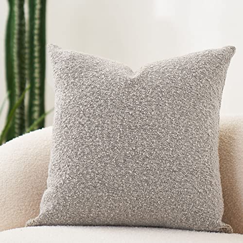 DOMVITUS Boucle Pillow Covers 20x20 Luxury Throw Pillow Covers Decorative Pillows for Bed Sofa Pillows for Living Room Accent Couch Pillows Soft Cushion Case, 1PC, Sand Grey