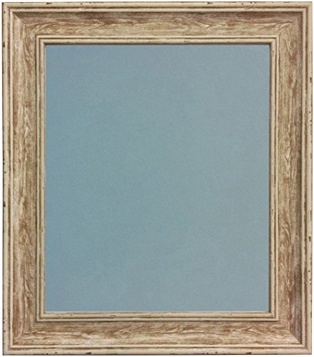 Scandi Distressed Wood Picture Photo Frame with Blue Backing Board 14 x 8 inch