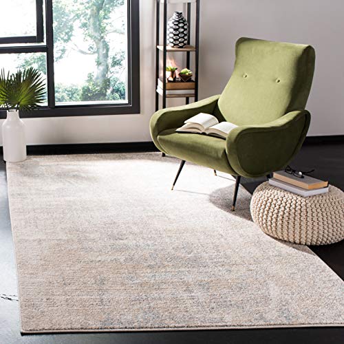 Safavieh Contemporary Rug for Living Room, Dining Room, Bedroom - Adirondack Collection, Short Pile, in Beige and Slate, 122 X 122 cm