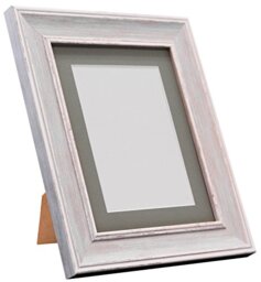 FRAMES BY POST Scandi Vintage Picture Photo Frame, Recycled Plastic, Distressed Blue with Dark Grey Mount, A3 Image Size A4