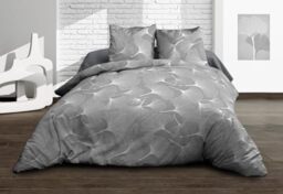 Duvet Cover 240 x 260 cm + 2 Pillowcases – Pure Cotton 57 Thread Count – Biloba Grey