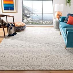 Safavieh Boho Rug for Living Room, Dining Room, Bedroom - Tulum Collection, Short Pile, in Ivory and Grey, 240 x 300 cm