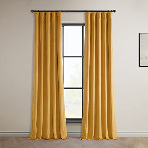 HPD Half Price Drapes Heritage Plush Velvet Curtains 108 Inches Long Room Darkening Curtains for Bedroom & Living Room 50W x 108L, (1 Panel), Aztec Gold