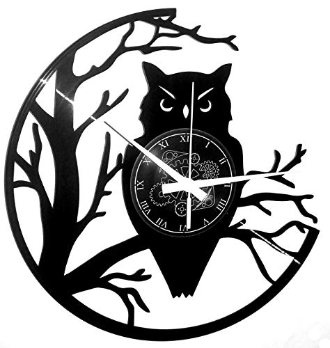 Instant Karma Clocks - Owl Wall Clock with Tree Branch Design - Silent No-Ticking - Perfect for Bedroom, Office, Studio, Cabin, Living Room – Unique Decoration