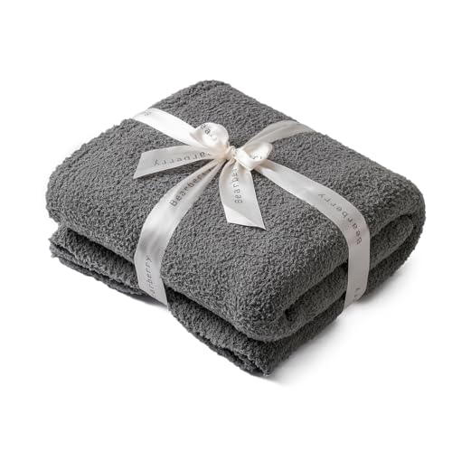 bearberry Super Soft Fluffy Throw Blanket Lightweight Cozy Warm Bed Blankets for Couch Bed Sofa All Season (Dark Grey, 60???x80???)