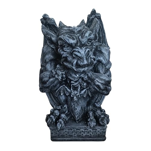 Relaxdays Gargoyle Figurine, Gothic Garden Ornament, HxWxD 42x28x28 cm, Polyresin, UV-resistant, Weatherproof, Grey