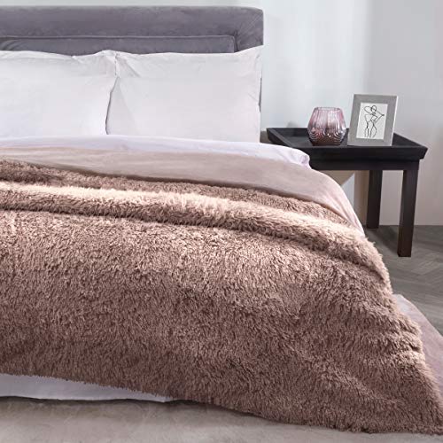 Sleepdown Mink Luxury Long Pile Faux Fur Fleece Throw Over Sofa Super Soft Warm Cosy Bed Blanket Bedspread - 150 cm x 200 cm