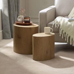 Julian Bowen Toba Nest of Tables, Set of 2, Stackable, Brown - H40 x W48cm