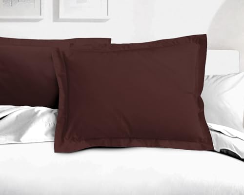 Set of 2 Pillow Cases 100% Cotton Chocolate 50 x 70 cm