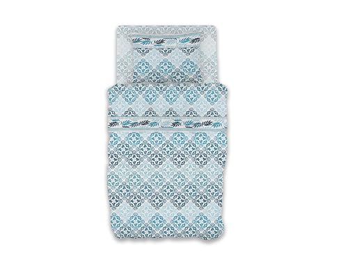 GEMITEX Cotton Bed Set, 100% Cotton, Breathable, Free of Harmful Substances, Certified Quality Standard 100 by OEKO-TEX Confidence in Textile, Single, G24/Blue, Designed in Italy