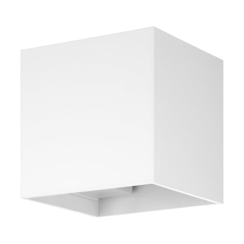 Eglo LED wall Light Barcarola-E, Outdoor lamp with uplight and Downlight, Porch and Front Door Lighting, White Plastic Cube, Neutral White, IP44