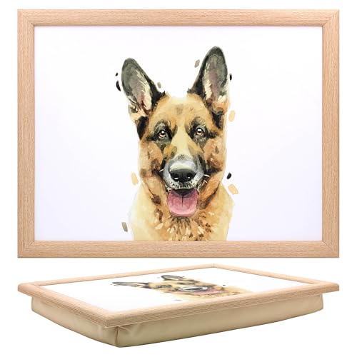 Lesser & Pavey German Shepherd Laptray Robert James Hull Trays For Food Serving & Breakfast - Comfortable Lap Trays With Bean Bag Cushion - Durable Tray For Eating On Lap - Ideal Lap Tray For Adults