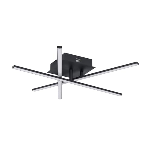 Eglo LED Ceiling Light Lasana 3, 3-Light wall lamp Modern, Ceiling lamp Made of Steel in Black and Plastic in White, Living Room lamp, Warm White, L 50 cm