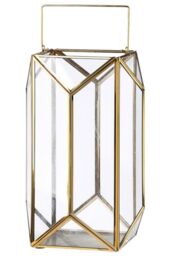 GILDE Cozy Candle Holder Glass and Metal Gold Height 29 cm x Diameter 18 cm