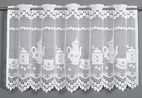 Gardinia Bistro Curtain Coffee Design Plain White 140 x 60 cm