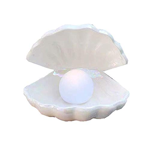 BinaryABC Ceramics Shell Pearl Light Led Lamp Portable Night Light Tabletop Light,Valentine Day Gift(White)
