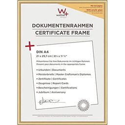 walther design Picture Frame Gold 21 x 29,7 cm (DIN A4) with Art Glass 3-Pack, New Lifestyle Plastic Frame KVX130G3